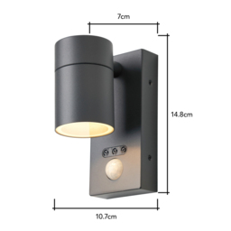 Jared Outdoor Up or Down Wall Light with PIR Sensor, Black - thumbnail 6