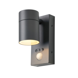Jared Outdoor Up or Down Wall Light with PIR Sensor, Black