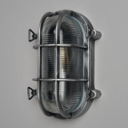 Mika Outdoor Caged Oval Bulkhead Wall Light, Silver - thumbnail 5