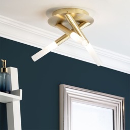 Cindy Bathroom Flush Ceiling Light, Satin Brass - thumbnail 3