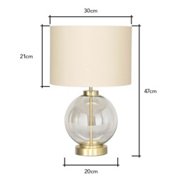 Mini Metro Champagne Glass Sphere Table Lamp, Satin Brass - thumbnail 7