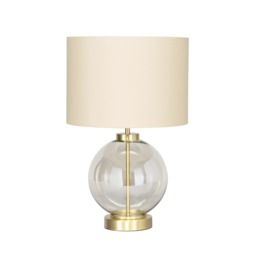 Mini Metro Champagne Glass Sphere Table Lamp, Satin Brass - thumbnail 1