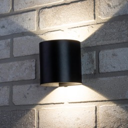 Davis Outdoor LED Rounded Up and Down Wall Light, Black - thumbnail 7