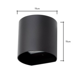 Davis Outdoor LED Rounded Up and Down Wall Light, Black - thumbnail 9