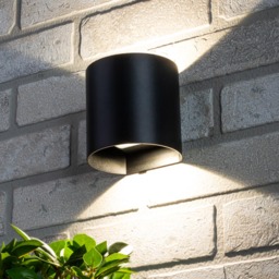 Davis Outdoor LED Rounded Up and Down Wall Light, Black - thumbnail 3