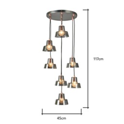 Demi Ceiling Pendant Light with Glass Shades, Pewter - thumbnail 7