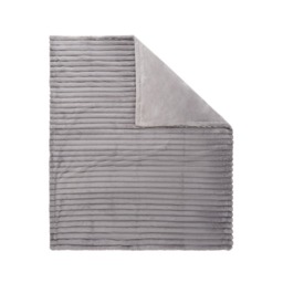Jumbo Cord Throw with Plain Velvet Backing, Grey - thumbnail 3