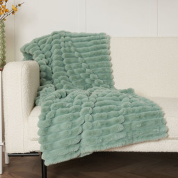 Jumbo Cord Throw with Plain Velvet Backing, Silt Green - thumbnail 6