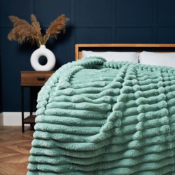 Jumbo Cord Throw with Plain Velvet Backing, Silt Green - thumbnail 1