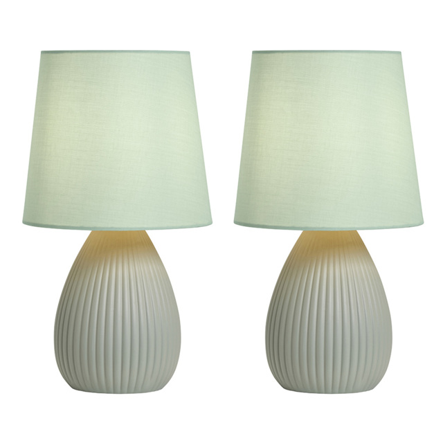 2 Pack of Freya Teardrop Ceramic Table Lamps, Mossy Green - image 1