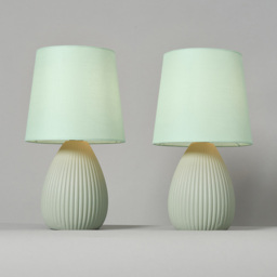 2 Pack of Freya Teardrop Ceramic Table Lamps, Mossy Green - thumbnail 3