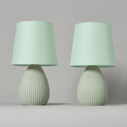 2 Pack of Freya Teardrop Ceramic Table Lamps, Mossy Green - thumbnail 4