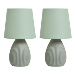 2 Pack of Freya Teardrop Ceramic Table Lamps, Mossy Green - thumbnail 8