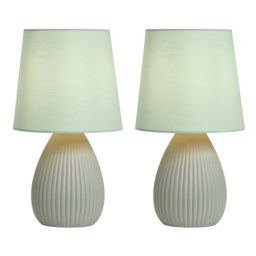 2 Pack of Freya Teardrop Ceramic Table Lamps, Mossy Green - thumbnail 1