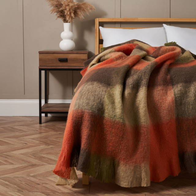 Wool Mix Check Throw, Multi - image 1