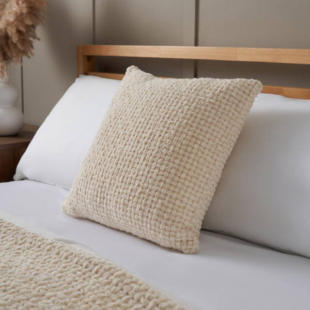 Cross Weave Cushion, Cream - image 1