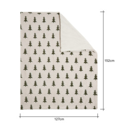 Christmas Trees Faux Fur Throw, Cream and Green - thumbnail 6