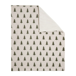 Christmas Trees Faux Fur Throw, Cream and Green - thumbnail 3