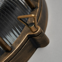 Mika Outdoor Caged Round Bulkhead Wall Light, Gold - thumbnail 7