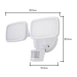 Wilson Twin 20 Watt LED Outdoor Flood Light with PIR Sensor, White - thumbnail 8