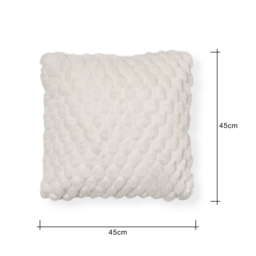 Honeycomb Faux Fur Cushion, Cream - thumbnail 7