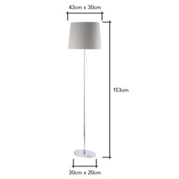 Bryant Oval Floor Lamp with Grey Shade, Chrome - thumbnail 9