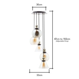 Carter Industrial Style Ceiling Cluster Pendant, Bronze - thumbnail 8