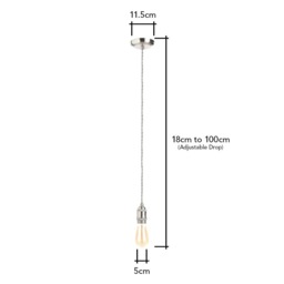 Industrial Style Grey Cable Ceiling Pendant, Satin Nickel - thumbnail 9