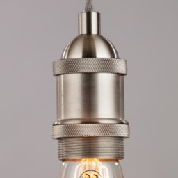 Industrial Style Grey Cable Ceiling Pendant, Satin Nickel - thumbnail 6