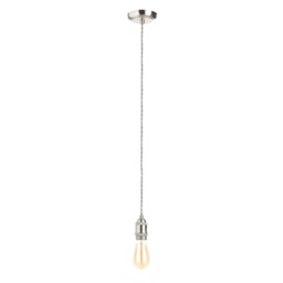Industrial Style Grey Cable Ceiling Pendant, Satin Nickel - thumbnail 7