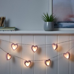 Glow LED Love Heart Wood String Lights, Pink - thumbnail 3