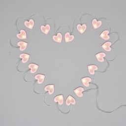 Glow LED Love Heart Wood String Lights, Pink - thumbnail 4