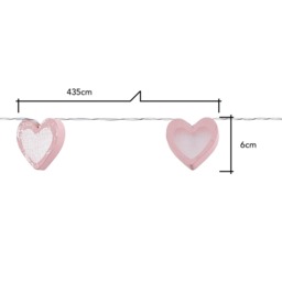 Glow LED Love Heart Wood String Lights, Pink - thumbnail 9