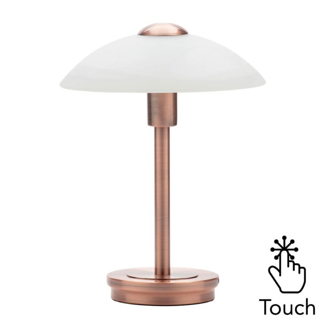 Archie Touch Lamp, Antique Brushed Copper and Alabaster - image 1