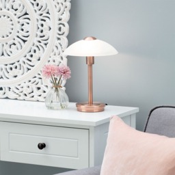 Archie Touch Lamp, Antique Brushed Copper and Alabaster - thumbnail 3