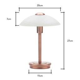 Archie Touch Lamp, Antique Brushed Copper and Alabaster - thumbnail 8