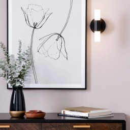 Lois Twin Frosted Wall Light, Satin Black - thumbnail 3