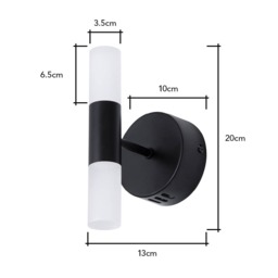 Lois Twin Frosted Wall Light, Satin Black - thumbnail 7