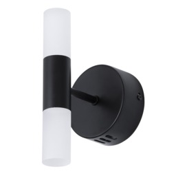 Lois Twin Frosted Wall Light, Satin Black - thumbnail 1
