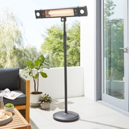 1800 Watt Rectangle Outdoor Wall Radiant Heater with 2 LED Lights, Black - thumbnail 3