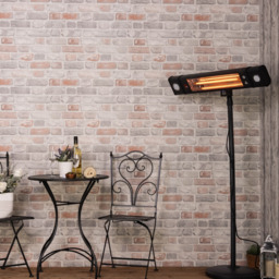 1800 Watt Rectangle Outdoor Wall Radiant Heater with 2 LED Lights, Black - thumbnail 7