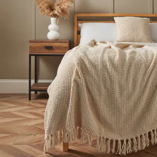 Cross Weave Throw, Cream - image 1