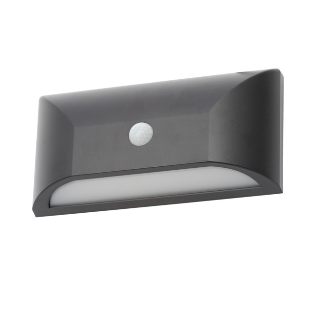 Cava Outdoor LED Rectangular Wall Light with PIR Sensor, Black - image 1