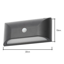 Cava Outdoor LED Rectangular Wall Light with PIR Sensor, Black - thumbnail 8