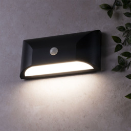 Cava Outdoor LED Rectangular Wall Light with PIR Sensor, Black - thumbnail 3