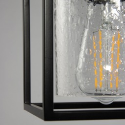 Hardy Cage Ceiling Pendant Bar with Bubble Glass Shades, Matte Black - thumbnail 6