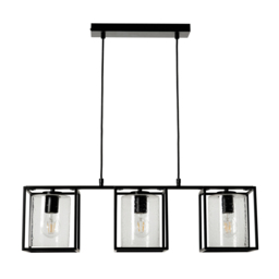 Hardy Cage Ceiling Pendant Bar with Bubble Glass Shades, Matte Black - thumbnail 7