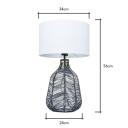 Leo Rattan Table Lamp, Grey - thumbnail 7