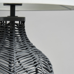 Leo Rattan Table Lamp, Grey - thumbnail 6
