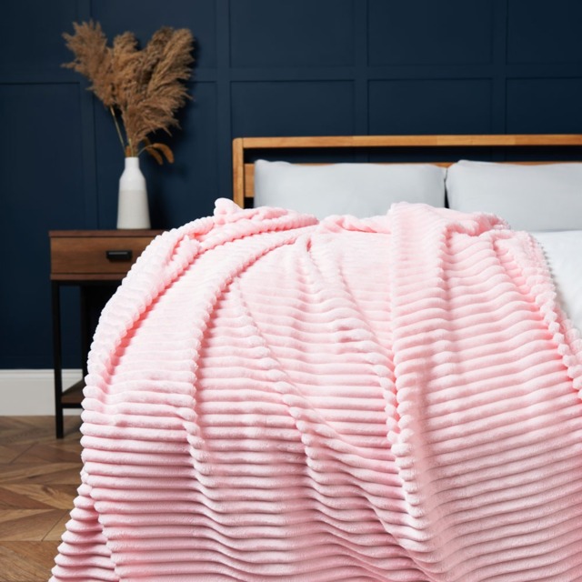 Luxury Ribbon Velvet Throw, Blush - image 1